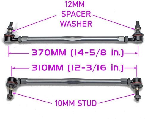 Godspeed SB-TR-260-12_06 Sway Bar End Link Set, Aftermarket Factory Replacement, FRONT, compatible with Volkswagen GTI (MK5/MK6/MK7) 2006-2021 in Kuwait