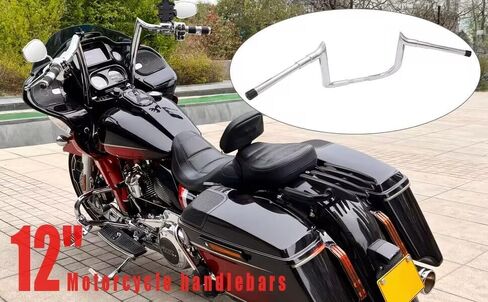 12" Ape Hangers Handlebars 1 ½ Meathook Bagger Bar Compatible With 1986-2023 Harley Touring Street Glide Electra Glide Models with Bating Fairing (Chrome) in Kuwait