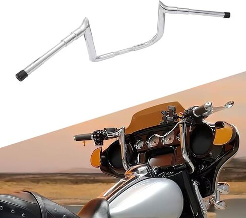 12" Ape Hangers Handlebars 1 ½ Meathook Bagger Bar Compatible With 1986-2023 Harley Touring Street Glide Electra Glide Models with Bating Fairing (Chrome) in Kuwait