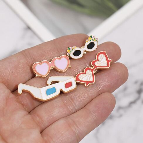 دبابيس طية صدر السترة من مينا هاواي، 4 قطع صغيرة من دبابيس النظارات الاستوائية للطوق، والقبعات، والحقائب، وإكسسوارات أزياء حفلات هاواي (نمط مختلط) in Kuwait