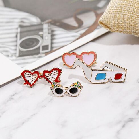 دبابيس طية صدر السترة من مينا هاواي، 4 قطع صغيرة من دبابيس النظارات الاستوائية للطوق، والقبعات، والحقائب، وإكسسوارات أزياء حفلات هاواي (نمط مختلط) in Kuwait