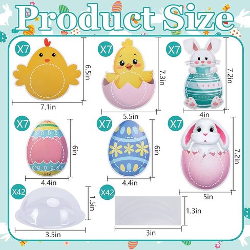 42 Pack Easter Candy Cards with Plastic Domes, DIY Bunnies Eggs Chick Card Candy Holder, Fillable Easter Greeting Cards Holder Exchange Gifts for School Class Spring Party Favors (Candy Not Included) in Kuwait