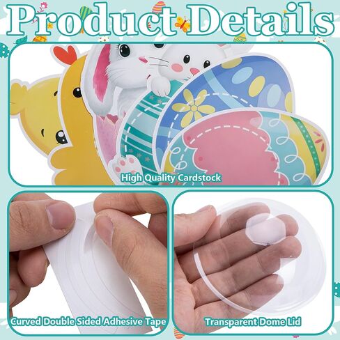 42 Pack Easter Candy Cards with Plastic Domes, DIY Bunnies Eggs Chick Card Candy Holder, Fillable Easter Greeting Cards Holder Exchange Gifts for School Class Spring Party Favors (Candy Not Included) in Kuwait