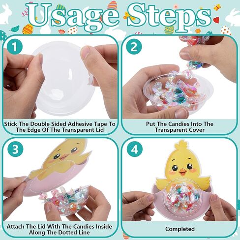 42 Pack Easter Candy Cards with Plastic Domes, DIY Bunnies Eggs Chick Card Candy Holder, Fillable Easter Greeting Cards Holder Exchange Gifts for School Class Spring Party Favors (Candy Not Included) in Kuwait