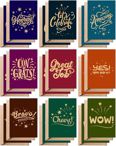 Congratulation Cards – 18 Pack Blank Inside, 9 Unique Designs, 5"x7" Cards - All Occasion Congratulations Gifts with Envelopes & Stickers for Achievements, Celebrations & Milestones in Kuwait