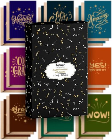Congratulation Cards – 18 Pack Blank Inside, 9 Unique Designs, 5"x7" Cards - All Occasion Congratulations Gifts with Envelopes & Stickers for Achievements, Celebrations & Milestones in Kuwait