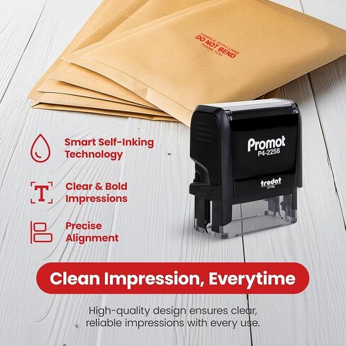Promot Handle with Care Do Not Bend Stamp - Self Inking Rubber Stamp - Custom Stamp, Rubber Stamps, Ink Stamps, Stamps for Mailing, Custom Stamps Self Inking, Rubber Stamps Custom, Stamp Dispenser in Saudi Arabia