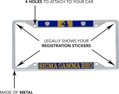 Desert Cactus Sigma Gamma Rho Car Accessories SGRhos Sigmas Metal License Plate Frame and Tag Holder for Front or Rear of Vehicle (#4 License Plate Frame) in Saudi Arabia