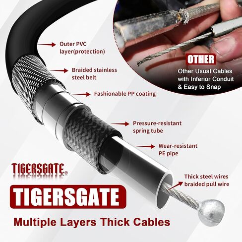 طقم كابلات ممتدة ومضفرة من الفولاذ المقاوم للصدأ من الفينيل الأسود مقاس 39 بوصة لموديلات Harley Sportsters 2004-2006 مقاس 14 بوصة مقود الدراجة in Kuwait