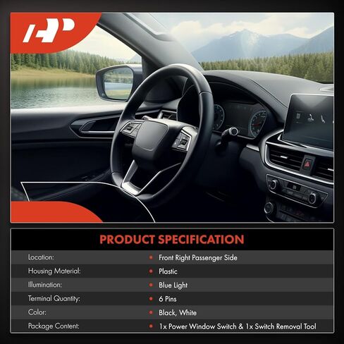 A-Premium Power Window Switch Compatible with Dodge Charger 2011-2016, Journey 2011-2016 & Chrysler 300 2011-2015, with Auto Up & Down, Front Right Passenger Side in Kuwait