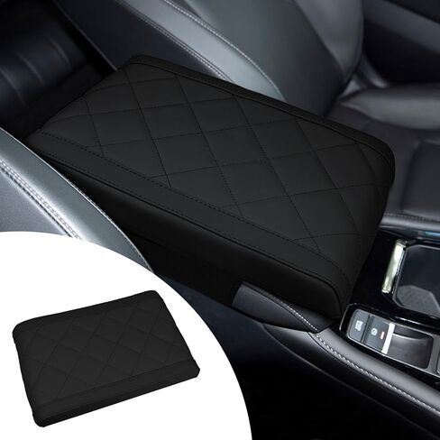 Hovom Car Center Console Armrest Pillow, 12.6"×7.87"×1.97" Leather Arm Rest Cover for Cars, Soft Comfortable Auto Armrest Cushion Pad, Vehicle Middle Console Cover, Car Accessories (Black) in Saudi Arabia