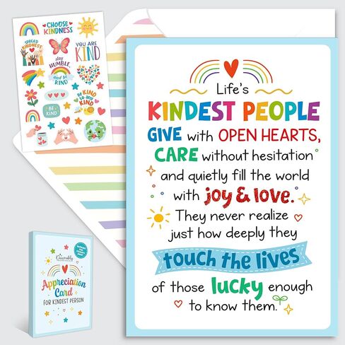 Decorably Glitter 5x7in Individual School Counselor Appreciation Card with Matching Envelope & Stickers for Teacher, Social Workers, Friends, & Kindest Person, with Printed Message Inside - Gifting in Saudi Arabia