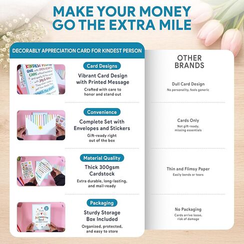 Decorably Glitter 5x7in Individual School Counselor Appreciation Card with Matching Envelope & Stickers for Teacher, Social Workers, Friends, & Kindest Person, with Printed Message Inside - Gifting in Saudi Arabia