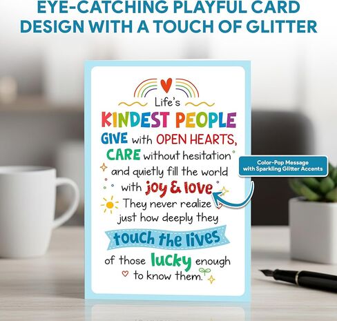 Decorably Glitter 5x7in Individual School Counselor Appreciation Card with Matching Envelope & Stickers for Teacher, Social Workers, Friends, & Kindest Person, with Printed Message Inside - Gifting in Saudi Arabia