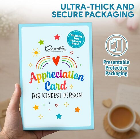 Decorably Glitter 5x7in Individual School Counselor Appreciation Card with Matching Envelope & Stickers for Teacher, Social Workers, Friends, & Kindest Person, with Printed Message Inside - Gifting in Saudi Arabia