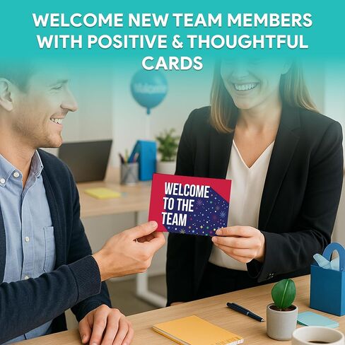 Decorably 50 Pack 6x4in Welcome To The Team Cards Bulk with Envelopes and Stickers, 10 Folded Festive Designs for Team Members, Colleagues, with Printed Message Inside - Business, Gifting, Mailing in Saudi Arabia