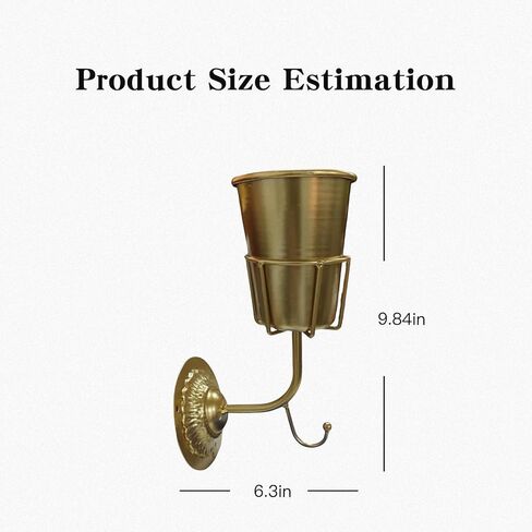 Gold Wall Planter, Wall Vase – 9.84×6.30×4.92 Inches Metal Gold Wall Planter Wall Vase – Hanging Wall-Mounted Flower Pot for Indoor Outdoor Home Decor Living Room Balcony in Saudi Arabia