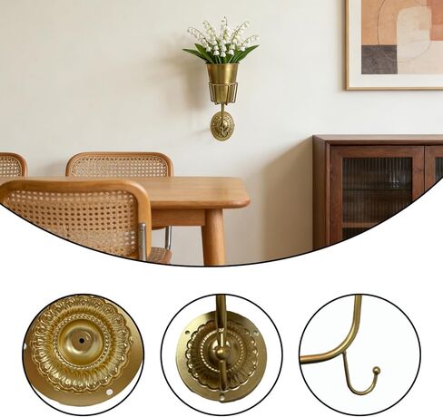 Gold Wall Planter, Wall Vase – 9.84×6.30×4.92 Inches Metal Gold Wall Planter Wall Vase – Hanging Wall-Mounted Flower Pot for Indoor Outdoor Home Decor Living Room Balcony in Saudi Arabia