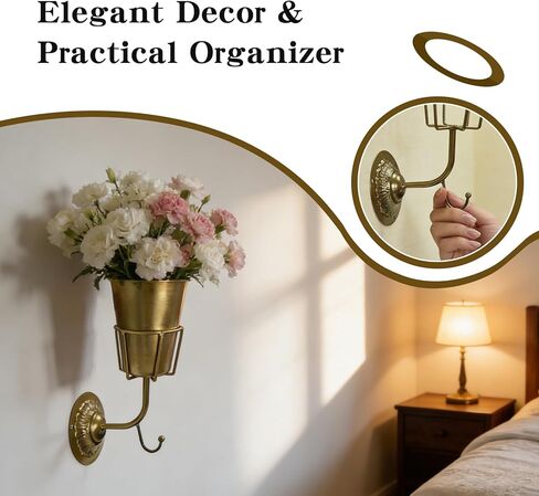 Gold Wall Planter, Wall Vase – 9.84×6.30×4.92 Inches Metal Gold Wall Planter Wall Vase – Hanging Wall-Mounted Flower Pot for Indoor Outdoor Home Decor Living Room Balcony in Saudi Arabia