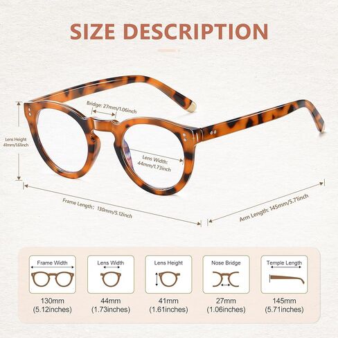 نظارات حجب الضوء الأزرق سهلة القراءة للنساء، نظارات كمبيوتر دائرية مضادة لإجهاد العين للنساء مع مفصلات زنبركية in Kuwait