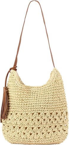 حقائب الشاطئ للنساء، حقيبة شاطئ منسوجة للصيف، حقائب كتف كبيرة مصنوعة يدويًا لقضاء عطلة الصيف in Kuwait