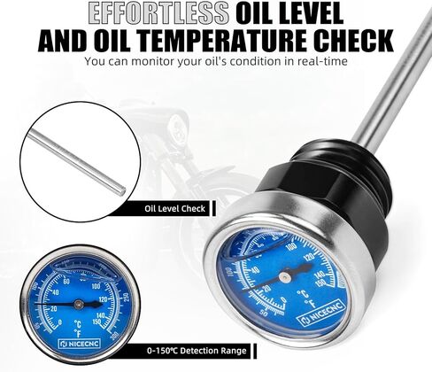 NICECNC Black Oil Dipstick Temperature Gauge Oil Filler Plug Compatible with Harley Sportster S RH1250S 2021-2024, Nightster RH975 2022-2024, Replacement for 62700321, See Fitments in Saudi Arabia