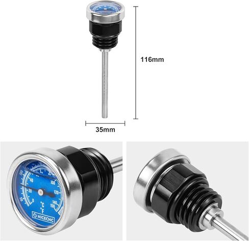 NICECNC Black Oil Dipstick Temperature Gauge Oil Filler Plug Compatible with Harley Sportster S RH1250S 2021-2024, Nightster RH975 2022-2024, Replacement for 62700321, See Fitments in Saudi Arabia