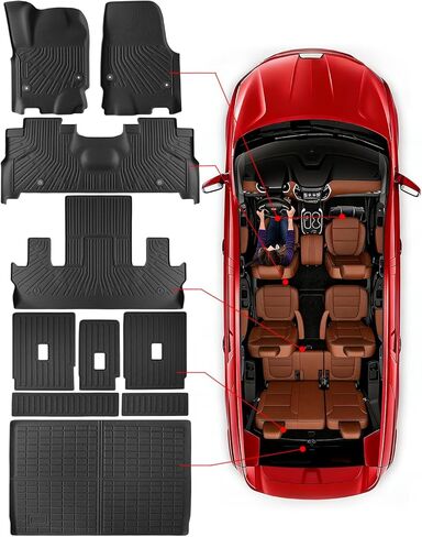 Floor Mats for Ford Expedition Max 2025 2026(Only 7 Seat/with 2nd Row Bucket Seats) All Weather TPE Tapets Cargo Liners 2025-2026 for Ford Expedition Accessories 2nd & 3rd Row Backrest Mats 10pcs in Kuwait