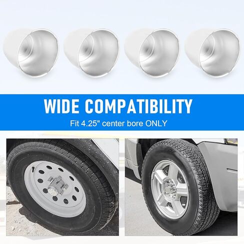 4 قطع أغطية مركزية لعجلة المقطورة 4.25 بوصة تناسب تجويف مركزي 4.25 بوصة لشاحنة SUV RV إطارات عجلات مقطورة من الفولاذ الكربوني تدفع من خلال أغطية محور طويل القامة 4.33 بوصة كروم فضي in Saudi Arabia