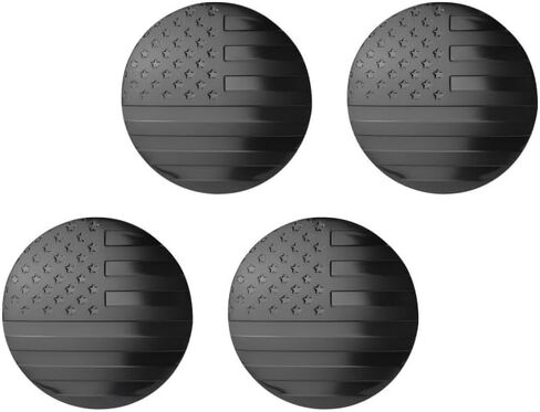 4PCS American Flag Car Wheel Center Caps Sticker, Waterproof Scratch-resistant Hub Cap Protectors, 2.2" Patriotic Style Vehicles Wheel Exterior Decoration, for Most Vehicles (Black) in Kuwait
