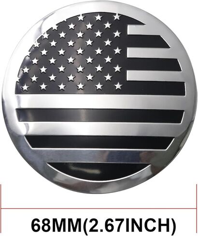 4PCS 68mm (2.68") Aluminum Metal Wheel Center Caps Sticker - Silver & Black American Flag Emblem Decals, Durable Hub Cap Stickers for Car, Truck, SUV Rims Accessories in Saudi Arabia