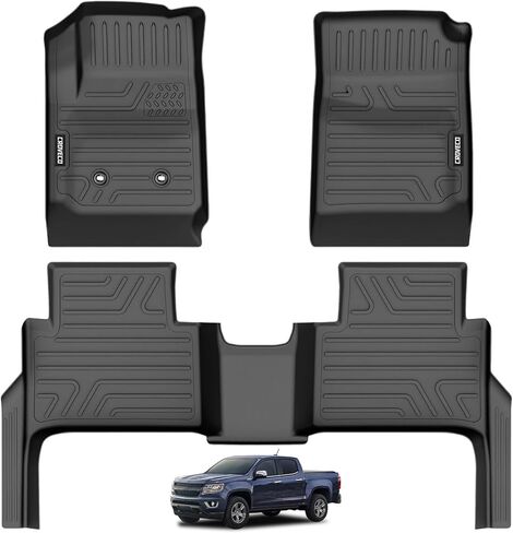 سجادات أرضية لسيارة 2019-2026 Chevy Silverado/GMC Sierra 1500 Double Cab & 2020-2026 Silverado/GMC Sierra 2500HD/3500HD كابينة مزدوجة (تلائم مساحة التخزين الخلفية أسفل المقعد)، بطانات أرضية TPE، 3 قطع باللون الأسود in Kuwait