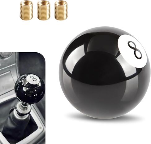 Shift Knob Manual Gear, 8 Ball Billiard Decorative Shift Knob with 3 Size Adapters, Vehicle Gear Lever Head Modification Accessories, Universal for Most Manual Cars (Black) in Kuwait
