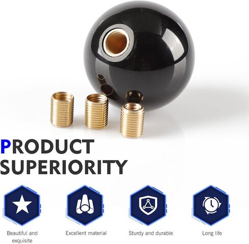 Shift Knob Manual Gear, 8 Ball Billiard Decorative Shift Knob with 3 Size Adapters, Vehicle Gear Lever Head Modification Accessories, Universal for Most Manual Cars (Black) in Kuwait