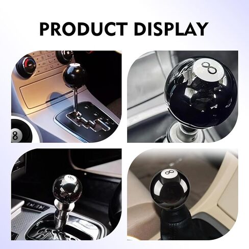 Shift Knob Manual Gear, 8 Ball Billiard Decorative Shift Knob with 3 Size Adapters, Vehicle Gear Lever Head Modification Accessories, Universal for Most Manual Cars (Black) in Kuwait