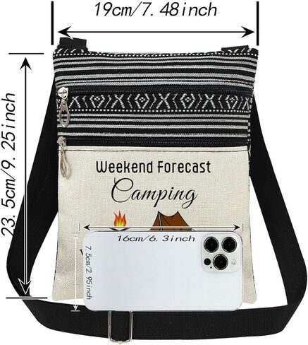 Camping Fun Adjustable Strap Crossbody Bag Weekly Forecast Camping Print with Tent and Glass Design Messenger Bag for Outdoor Adults Night Gift for Outdoor Travel Sister Birthday Party​​ in Saudi Arabia
