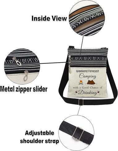Camping Fun Adjustable Strap Crossbody Bag Weekly Forecast Camping Print with Tent and Glass Design Messenger Bag for Outdoor Adults Night Gift for Outdoor Travel Sister Birthday Party​​ in Saudi Arabia