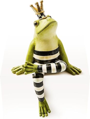 MACKENZIE-CHILDS جليسة حافة من الراتنج، تمثال ضفدع لطيف لديكور المنزل والرف، Fergal The Frog in Saudi Arabia