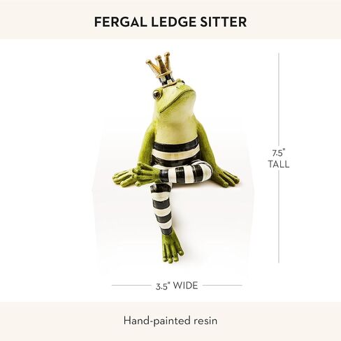 MACKENZIE-CHILDS جليسة حافة من الراتنج، تمثال ضفدع لطيف لديكور المنزل والرف، Fergal The Frog in Saudi Arabia