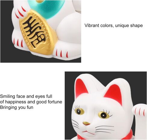 4 Inch Arm Waving Fortune Cat Battery Powered, Hand Waving Welcoming Cat Chinese Lucky Cat Decor for Home Desk Ornament Gift Giving in Kuwait