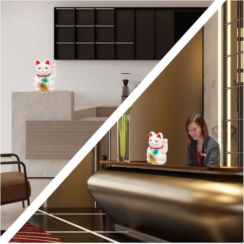 4 Inch Arm Waving Fortune Cat Battery Powered, Hand Waving Welcoming Cat Chinese Lucky Cat Decor for Home Desk Ornament Gift Giving in Kuwait