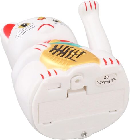 4 Inch Arm Waving Fortune Cat Battery Powered, Hand Waving Welcoming Cat Chinese Lucky Cat Decor for Home Desk Ornament Gift Giving in Kuwait