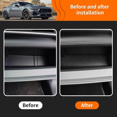 KUNGKIC for Ford Mustang 2024 2025 PU حامل أكواب السيارة غير القابل للانزلاق إدراج قفاز مقصورة حصيرة جيب الباب الحصير مكافحة الغبار الداخلية أساسيات الديكور الملحقات (أسود) in Kuwait
