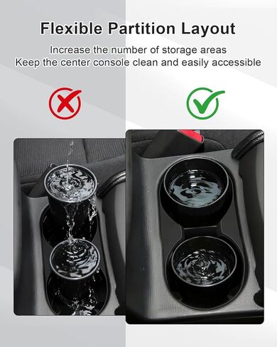 Center Console Cup Holder Insert Divider Set Fit for Toyota Corolla 1.8L 2014 2015 2016 2017 2018 Replace 55618-02300-C0 5561802300C0,Black in Kuwait