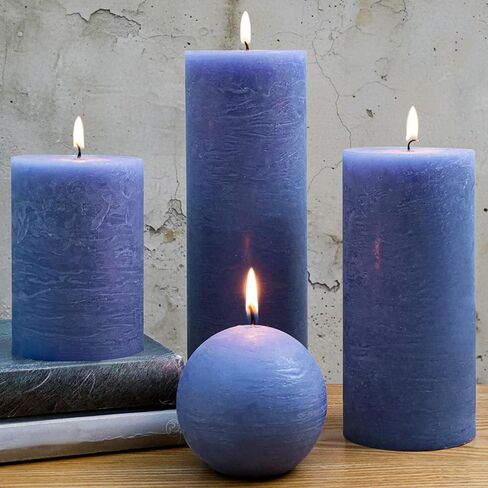 Ivory Rustic Textured Pillar Candles Set - 4 Pcs Assorted Sizes Unscented Pillar Candle, Decorative Farmhouse Candles for Home Centerpiece Decor, Holiday Dinner Table, Dripless & Smokeless in Saudi Arabia