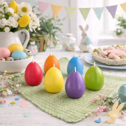 مجموعة هدايا شموع بيض عيد الفصح مكونة من 6 قطع، شموع معطرة بالزهور، كل منها 2.8 أونصة، 2.56 × 1.77 بوصة، ديكور منزلي لعيد الفصح in Kuwait