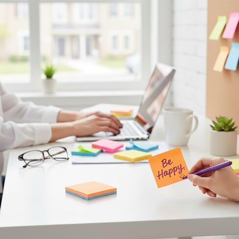 300-Pack Self-Adhesive Sticky Notes Set, Bright Neon Color Memo Pads, Removable Paper Note Tabs for School, Office, and Home Organization in Saudi Arabia