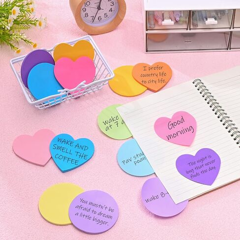BAYTORY 480 Sheets Round Shape Sticky Notes, 16 Color Bright Colorful Sticky Pad, Cute Self-Stick Note Pads, 30 Sheets/Pad for School Office Home Desk Accessories (Round Shape) in Saudi Arabia