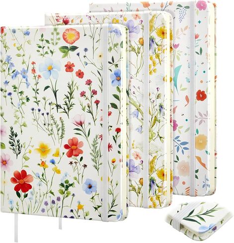 3 Pcs Floral Notebook for Women, 100 Pages A5 5.7" x 8.4" Lined Journal Notebook, 80 GSM Cute College Hardcover Leather Ruled Journal for Writing Note Taking Office Work Home Supplies in Saudi Arabia