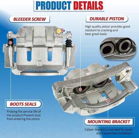 Brake Caliper Assembly with Bracket Compatible with 1999-2004 Ford F-250 Super Duty Ford F-350 Super Duty 2000-2005 Ford Excursion Disc Brake Caliper Front Pair 18B4790 18B4791 in Kuwait